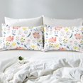 thumbnail image 4 of Floral Pig Bed Sheets Set for Kids Boys Girls,Queen Cartoon Animal Sheet Set,Blossom Kawaii Sheets,Farm Wild Flower Flat Fitted Sheet with 2 Pillowcases Deep Pockets, 4 of 6