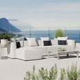 thumbnail image 5 of Lounge Sectional Sofa Set, Fabric, White, Modern Contemporary Urban Design, Outdoor Patio Balcony Cafe Bistro Garden Furniture Hotel Hospitality, 5 of 10
