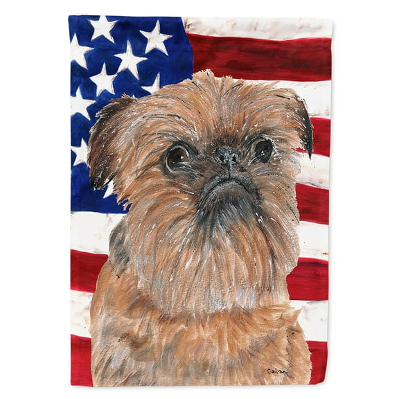 Brussels Griffon USA American Flag Garden Flag