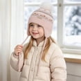 thumbnail image 7 of SRZYMJ Toddler Winter Hat Knit Earflap Beanie Pom Cap for Boys Girls Pom Top, Earflap Coverage, 7 of 7