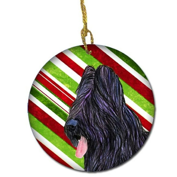 Briard Candy Cane Holiday Christmas Ceramic Ornament