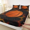 thumbnail image 3 of Homewish Basketball Games King Sheet Set,Geometric Hexagon,4-Piece, 3 of 7