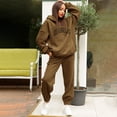 thumbnail image 2 of Women's 2 Piece Sets Fashion Hoodie Sweatshirt And Long Pants Casual Tracksuit Pullover Jogger Pants Lounge Sets Coffee XXL, 2 of 4