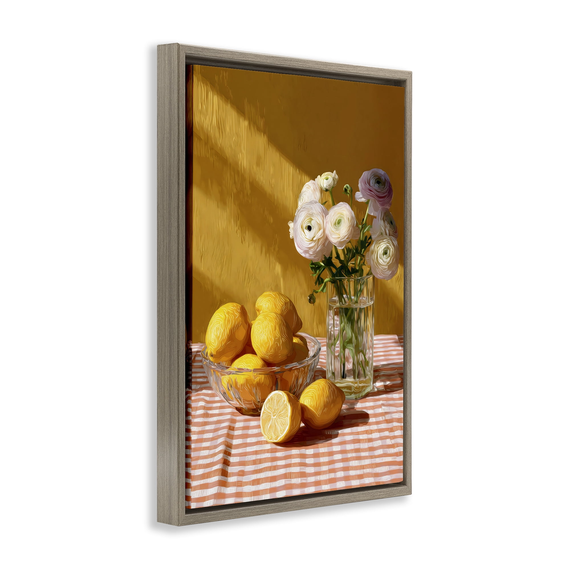 Stupell Industries Lemony Breakfast Arrangement Brown Framed Floater Canvas Wall Art, design by Petal Prints Design