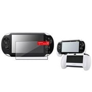 Insten White Hard plastic rubber coating Hand Grip with FREE Anti-Glare LCD Covers For Sony PlayStation Vita