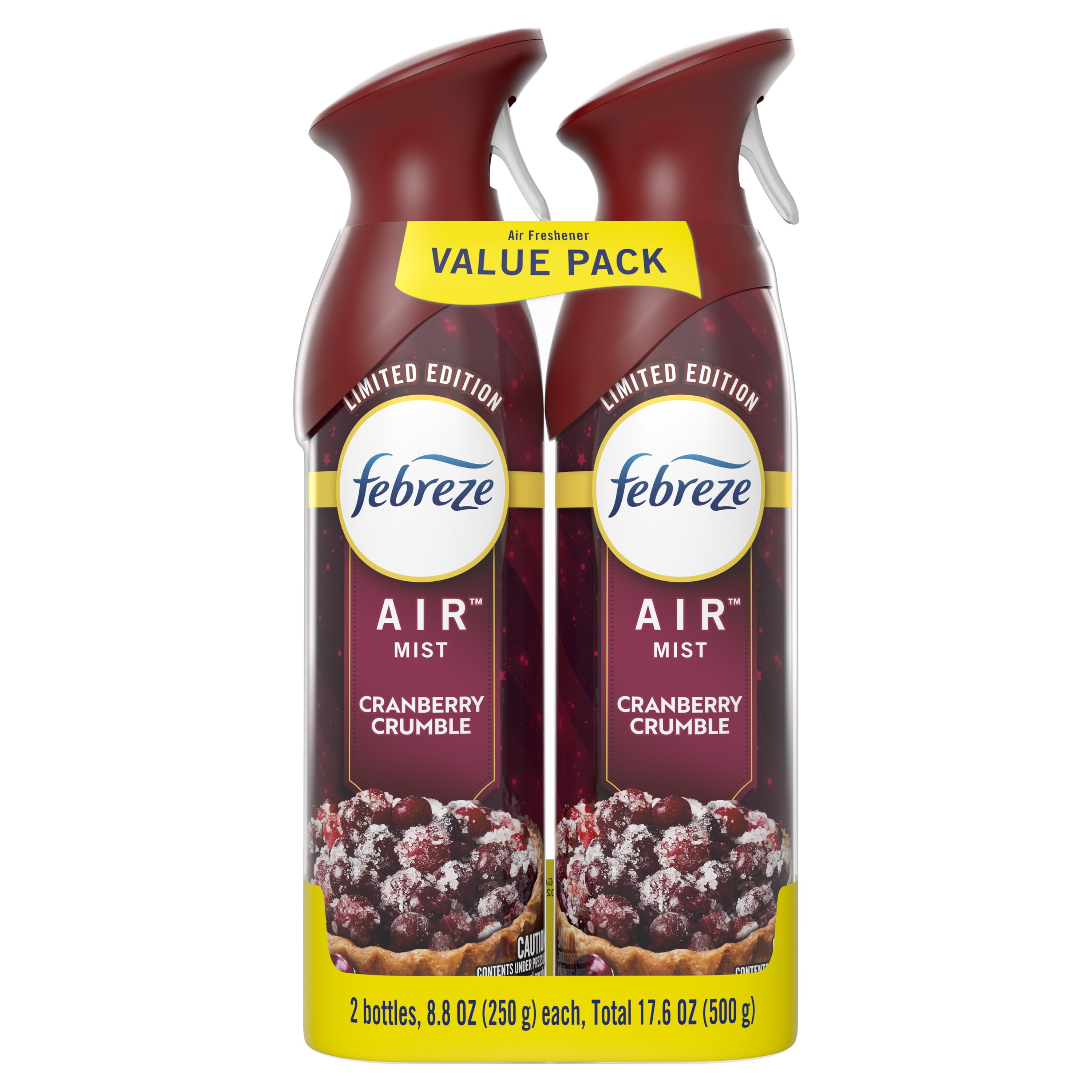 Febreze Air Mist, Odor-Fighting Air Freshener, Cranberry Crumble, 8.8 oz. Aerosol, Pack of 2