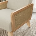thumbnail image 7 of BELLEZE Mid-Century Accent Armchair with Solid Wood Frame, Toweling Fabric, Ergonomic Oversized Backrest For Reading and Relaxing in Living Rooms, Bedrooms, Lounges, and Offices - Kensington (Cream), 7 of 7