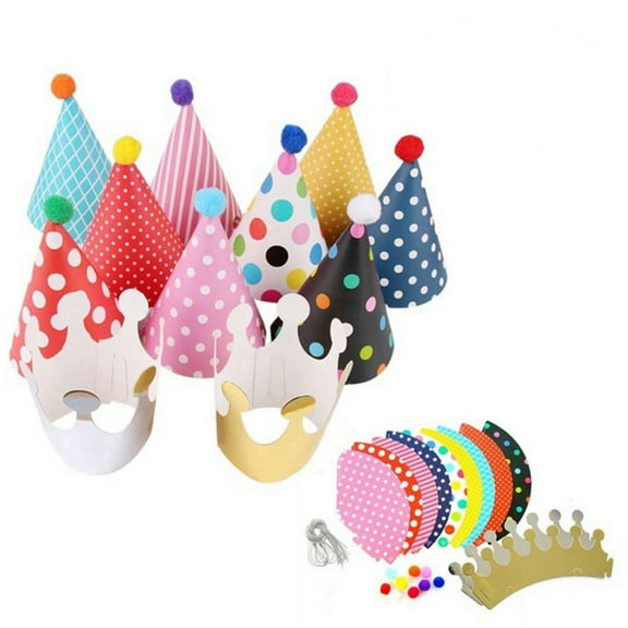 Oraceous 11PCS/lot Colorful Baby Birthday Hat DIY Paper Hats Kids Birthday Wedding Christmas Party Decor Supplies (Assorted Colors)