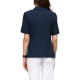 thumbnail image 3 of Women's Business Casual Blazer Short Sleeve Lapel Collar Summer Suit Jackets Work Blazers S Navy Blue, 3 of 5
