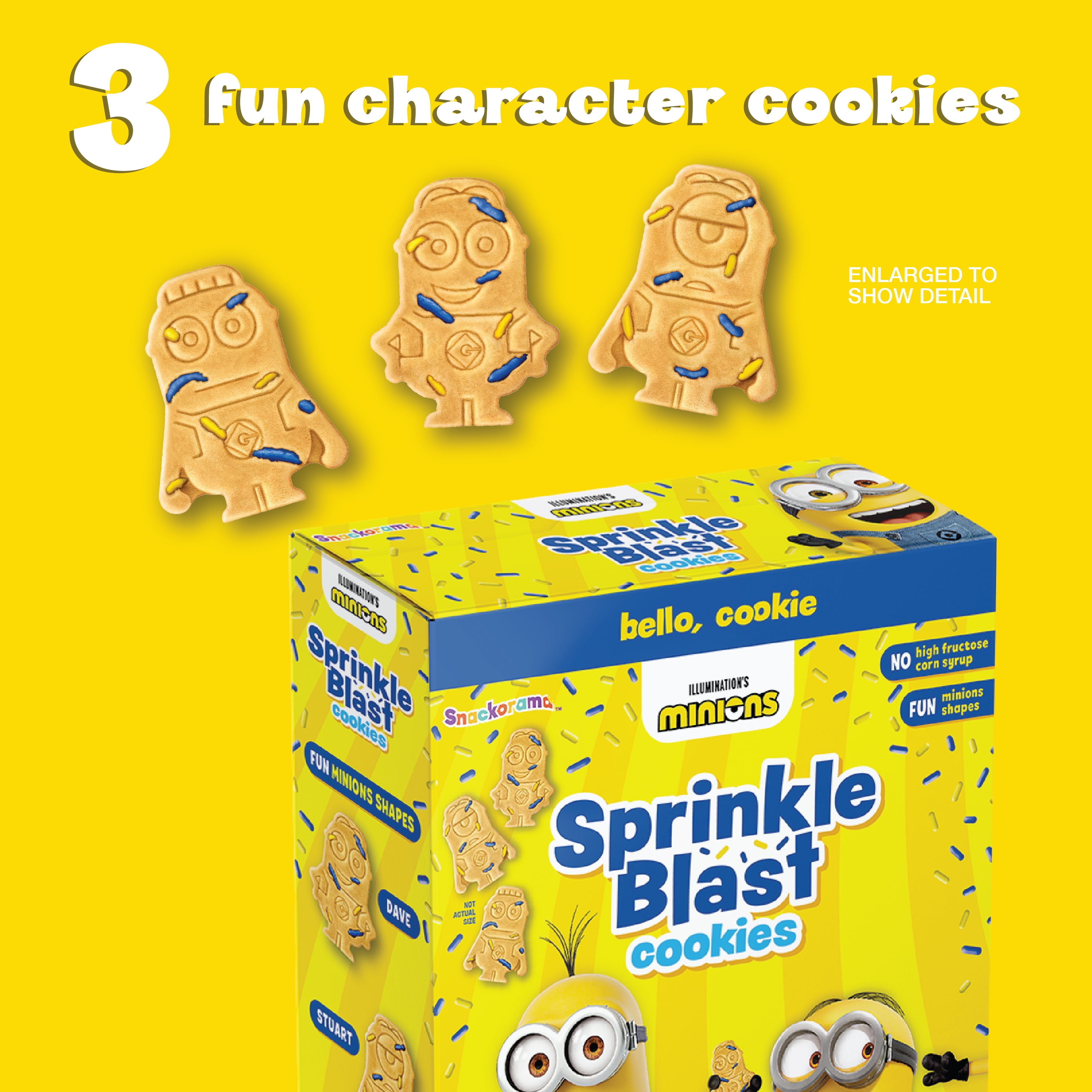 Snackorama Minions Sprinkle Blast Baked Cookies, Vanilla Flavor with Sprinkles, 10 oz Box (Shelf-Stable)