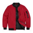 thumbnail image 2 of Boys Casual Lightweight Bomber Jackets Zipper Up Windproof Coat for Fall Winter Spring Outdoor Wearing (Red), 2 of 9