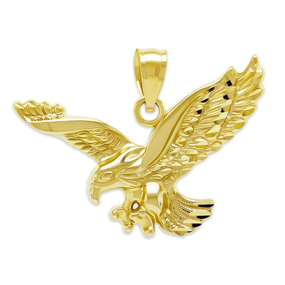 Gold Bald Eagle Charm Pendant - 10 Karat Gold - American Bald Eagle Jewelry - Patriotic Eagle Necklace Jewelry