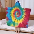 thumbnail image 5 of Colorful Tie Dye Mandala Pattern Hooded Bath Towel，50"x30" for Ages 3 To 12 Kids, Quick Dry Lightweight Soft Microfiber Hood Beach Towel Cover Up for Kids, 5 of 7