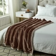 thumbnail image 3 of Cozy Tyme Lorraine Flannel Reversible Sherpa Throw - Super Soft Solid Color 50"x 60" Brown, 3 of 11