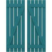 Ekena Millwork 19 1/2"W x 36"H Americraft Five Board (2 Batten) Exterior Real Wood Spaced Board-n-Batten Shutters w/ Z-Bar (Per Pair), Antigua