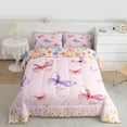 thumbnail image 2 of jejeloiu Colorful Cute Butterflies Queen Comforter Set,Kawaii Rainbow Flowers Bedding Comforter Set For Girls Kids Reversible 3-Piece, 2 of 8
