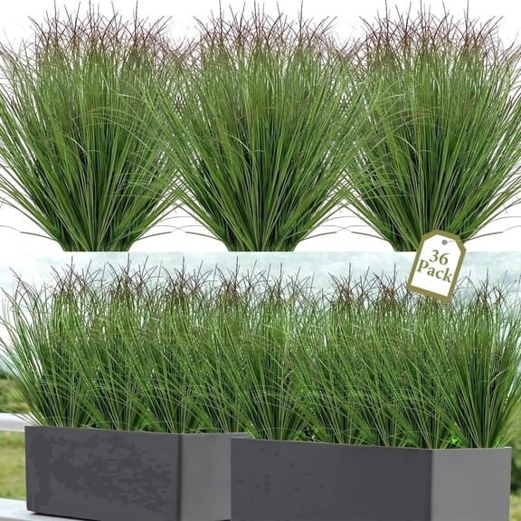 AcerichFad Artificial Plants Grass, 36 Bundles Fake Greenery Stems Faux Tall Grass Plants for Outdoor Indoor Garden Office Home Decor