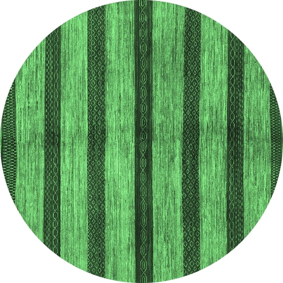 Ahgly Company Indoor Round Oriental Emerald Green Modern Area Rugs, 4' Round