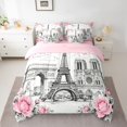 thumbnail image 2 of Castle Fairy Vintage Paris Eiffel Tower Twin Bedding Sets 7-Piece for Teens Girls Female,Romantic Floral Pink Rose Bedding Comforter Set Microfiber,Happy Valentine's Day Breathable Sheet Sets, 2 of 8