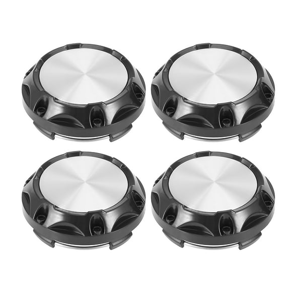 4Pcs Tapa de Cubo Central Etiqueta Plateado 64mm Dia 4 Lengüetas de Rueda del Coche