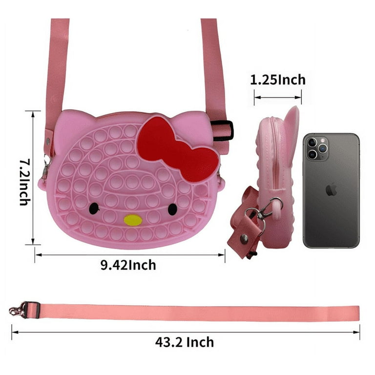Hello Kitty Style Fidget PopIt Bubble Stress Reliever Shoulder Bag/Purse/Toy  for Girls, Teens, and Women (PINK) 