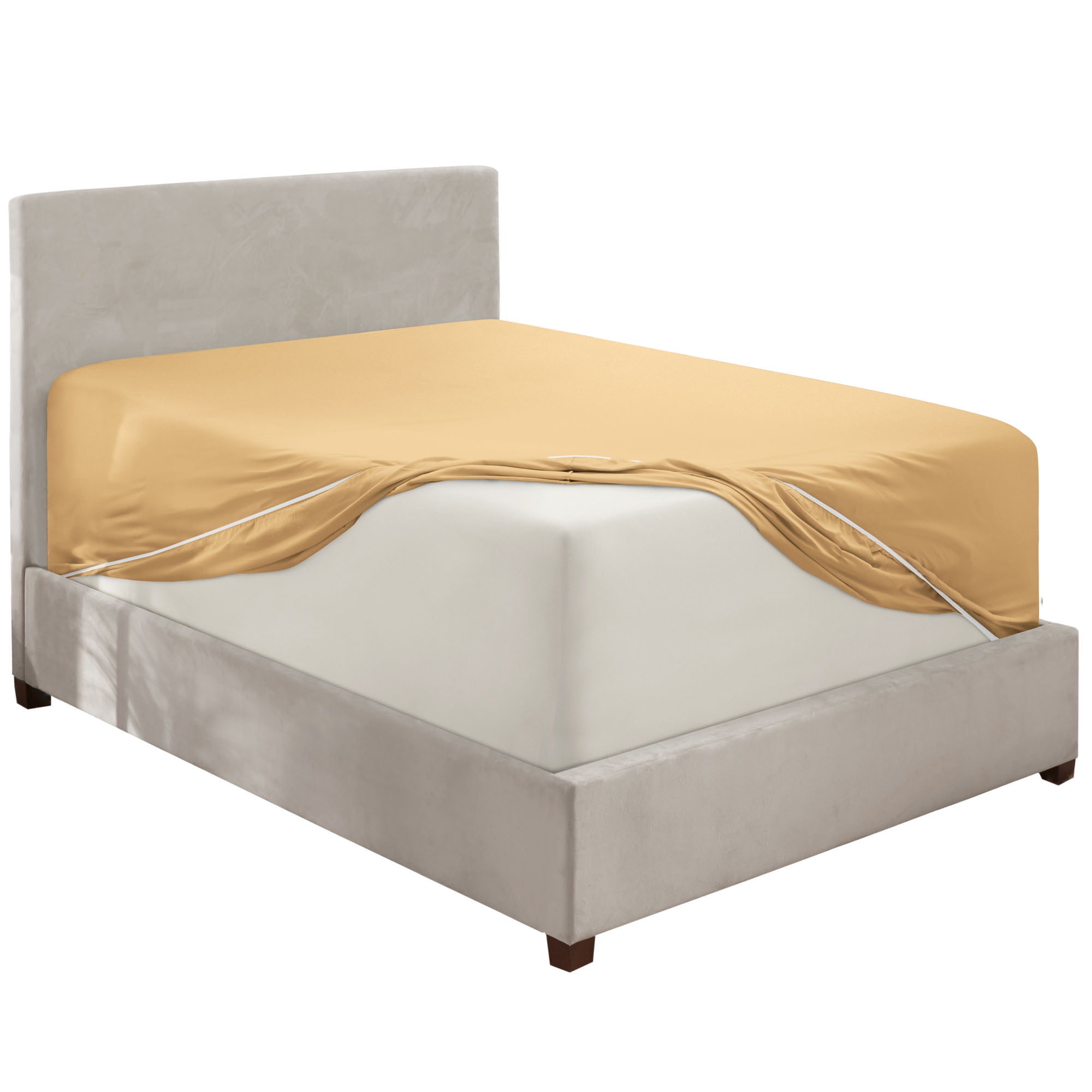 Premium 1800 Collection 18" - 21" Extra Deep Pocket Fitted Sheet, Fits High Profile Mattresses with Toppers, Double Brushed Soft Microfiber, Hypoallergenic, Full Size - Camel Gold