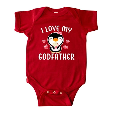 

Inktastic I Love My Godfather with Cute Penguin and Hearts Gift Baby Girl Bodysuit