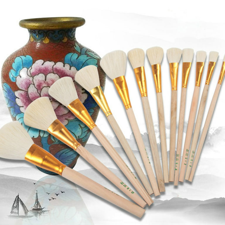 10 Pcs Pottery Glaze Brushes Ceramic Brushes Set Hake Brushes Wool Artist  Painting Brushes Set for Pottery Ceramic Painting Acrylic Watercolor
