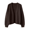 thumbnail image 4 of Womens Cardigan Sweaters Oversized Shirts for Women Lightweight Baggy Shirts Casual Tops for Women Knit Cute Tops Long Sleeve Shirts Loose Fit,Coffee2,A, 4 of 4
