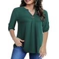 thumbnail image 2 of LEEYNEER Women‘s Plus Size Tops 3/4 Length Sleeve Shirts Dressy Casual V Neck Tunic Blouse (M-4XL), 2 of 10