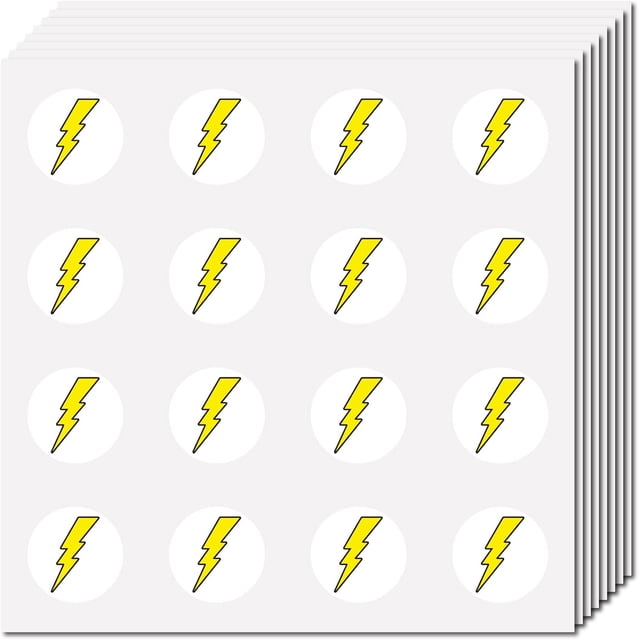 128 pegatinas de rayos para álbumes de recortes, pequeñas pegatinas de rayos amarillas, autoadhesivas, impermeables, redondas, con puntos.