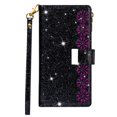 thumbnail image 2 of Dteck Folio Wallet Case For Samsung Galaxy A71 5G SM-A716, Luxury Bling Glitter PU Leather Case with Stand / Zipper Purse / 9 Card Slots / Magnetic Closure Cover with Hand Strap, Black, 2 of 7