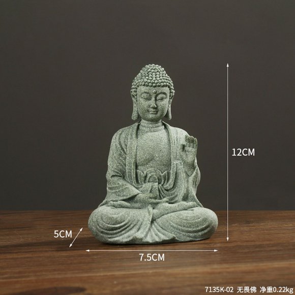 Yeacher New Chinese-style Zen Buddha statue sitting posture decoration creative green sand stone tea pet