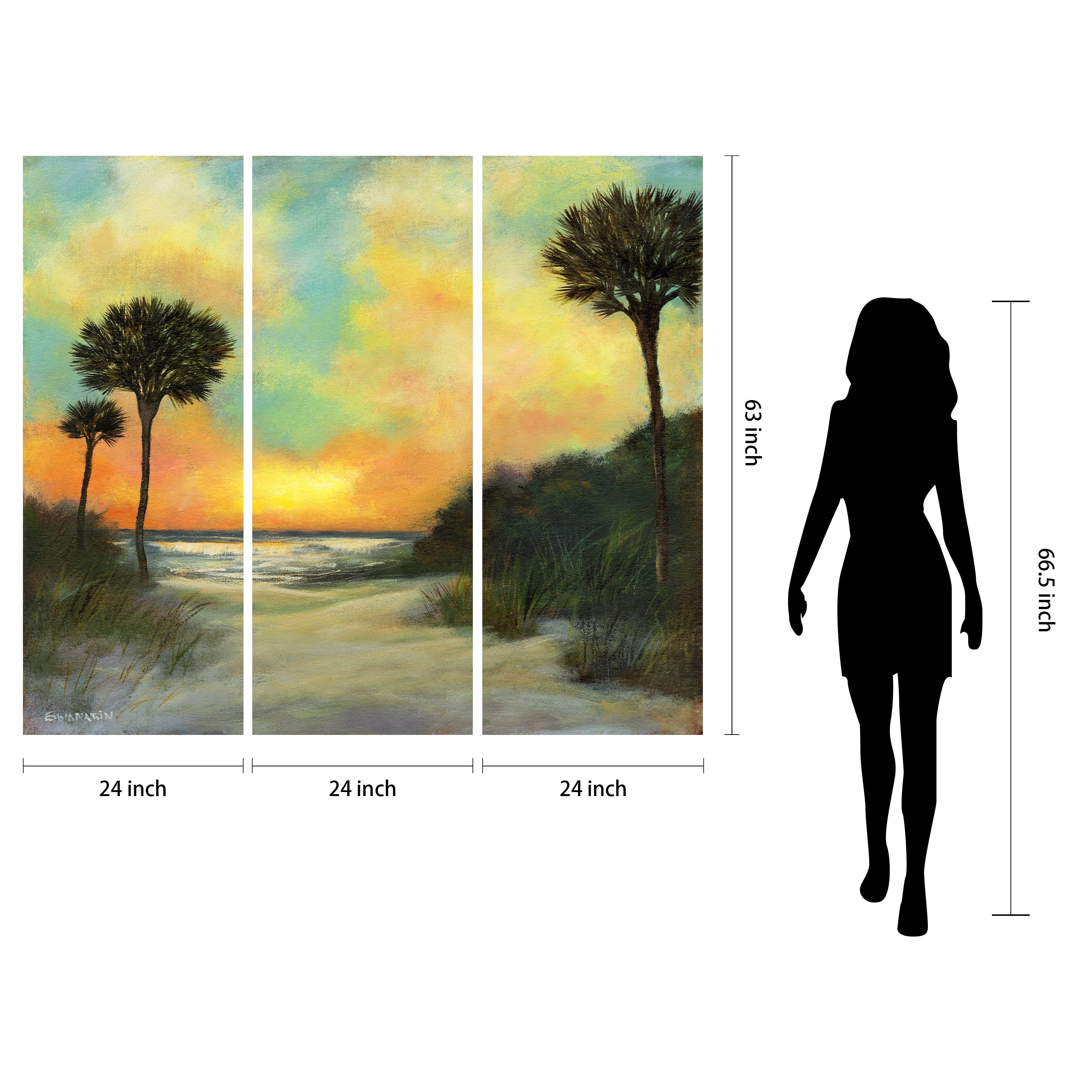 "Seaside Sunset" Frameless Free Floating Reverse Printed Tempered Art Glass Wall Art