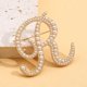 thumbnail image 4 of 1pc Letter R Shaped Pearl & Rhinestone Decor Brooch Pin, Fashionable Clothing Accessory, 4 of 4