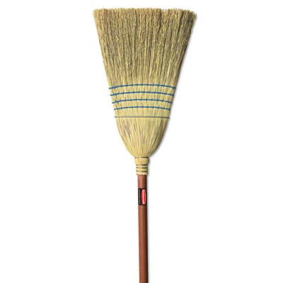 Rubbermaid Commercial Products Warehouse Heavy Duty Corn Broom, 1 1/8" Wood Handle, Blue