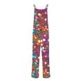 thumbnail image 4 of QATAINLAV Women Jumpsuits with Pockets Casual Sleeveless Strap Wide Leg Overalls Graphic Print Loose Fit One Piece Pants, Multicolor, XL, 4 of 6
