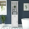 Bush Furniture Key West Tall Bathroom Storage in White Ash