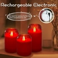 thumbnail image 2 of Rechargeable Flameless Candle, Flashing LED Pillar Real Wax Candle with Remote Control and Timer, Red Glass Electronic Candles for Room Decoration, 1 Set of 3, 2 of 14