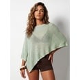 thumbnail image 4 of LMLYSoH Womens Knitted Ponchos Tops Shimmer Solid Shawl Wraps Comfortable Asymmetry Cape for Spring Summer, 4 of 9
