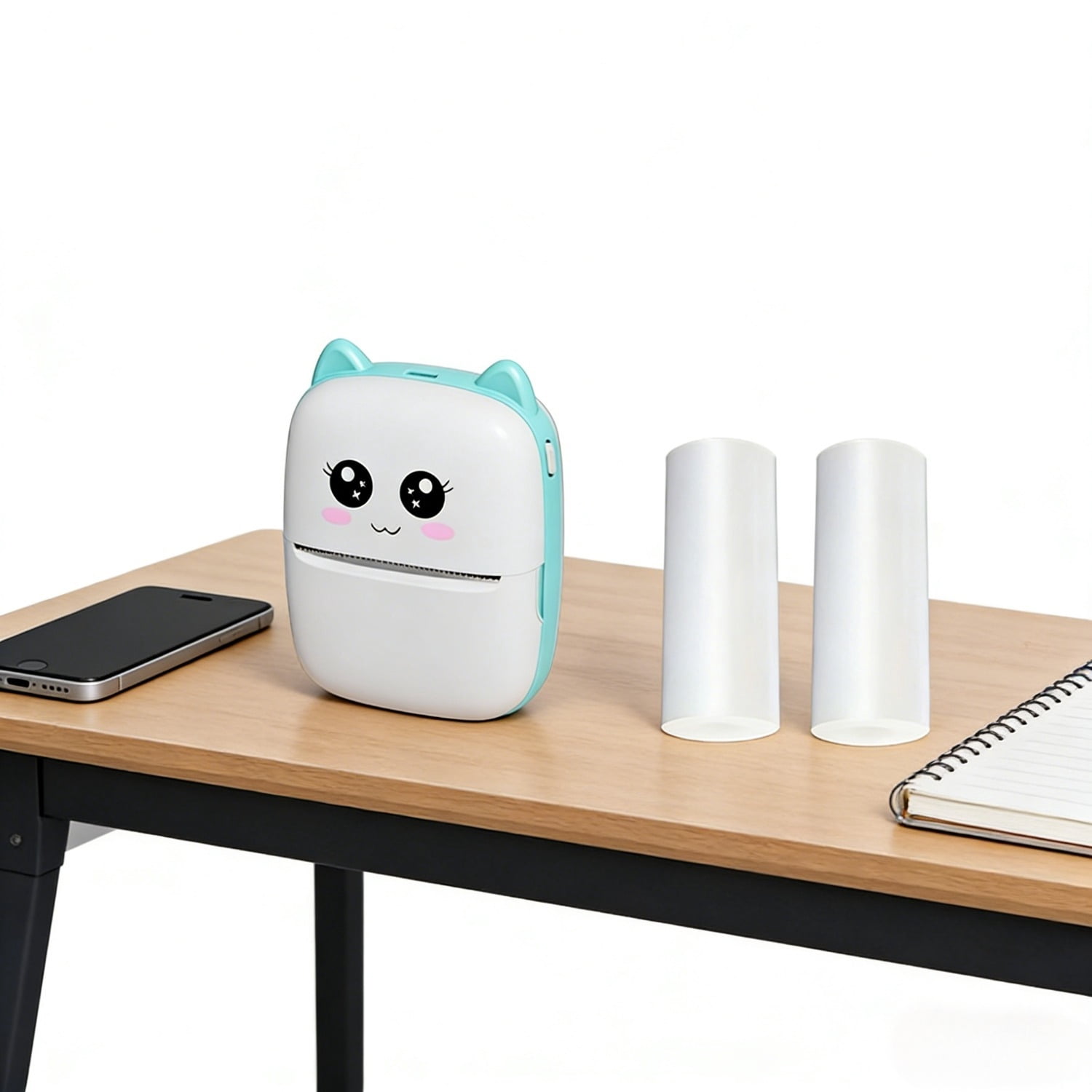 Ink-Free Portable Thermal Printer: USB Rechargeable for Photo, Label & Doodle, White Office Printer