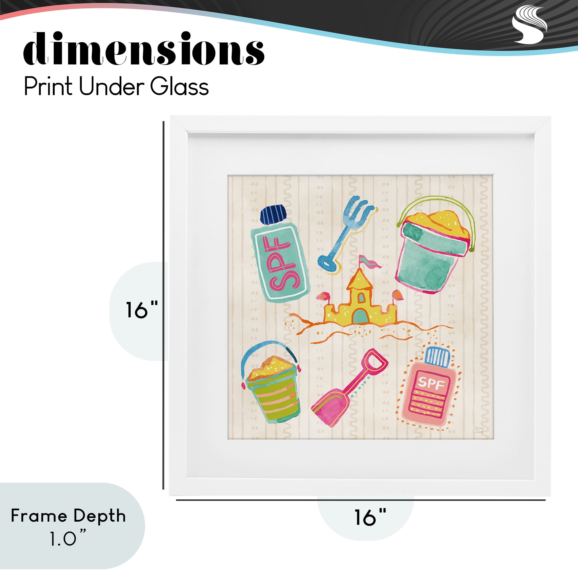 Stupell Industries Fun In The Sun Beach Pails White Framed Print Under Glass, design by Dina June