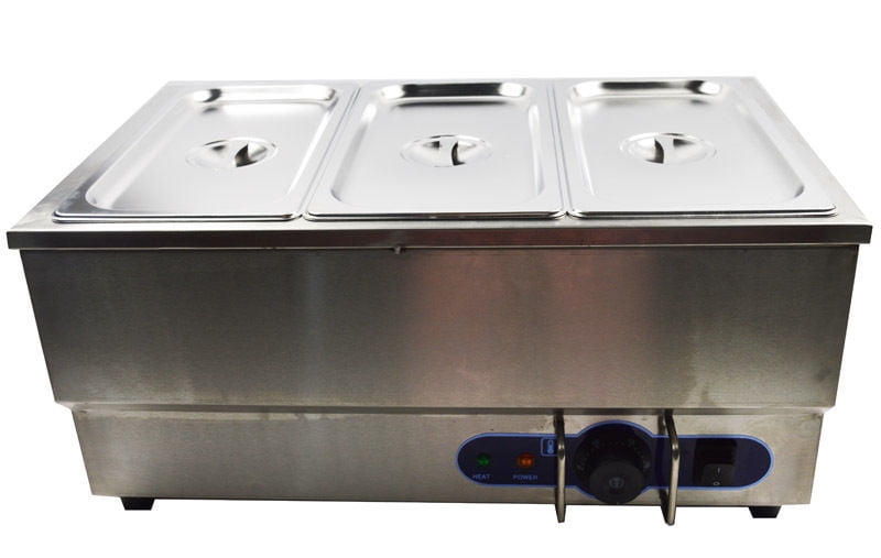 TECHTONGDA 110V 3Pan Commercial Grade Stainless Steel Bain Marie Buffet Food Warmer Steam Table
