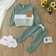 thumbnail image 3 of Gibobby Conjunto niña Conjunto de ropa deportiva informal de dos piezas para niños pequeños, Tops de Color Patchwork de manga larga, pantalones de Color sólido(Verde,12-18 Meses ), 3 of 5