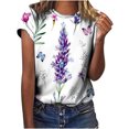 thumbnail image 2 of Ichuanyi Womens Shirts, Adult Fashion Woman Round Neck Short Sleeve Tops T-Shirt Prints Loose Blouse, 2 of 6