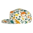 thumbnail image 3 of Daiia Dinosaurs and Tropical Leaves print Flat Bill Hats Flat Brim Trucker Cap Baseball Cap Adjustable Classic Low Profile Hat Unconstructed Plain Cap, 3 of 9
