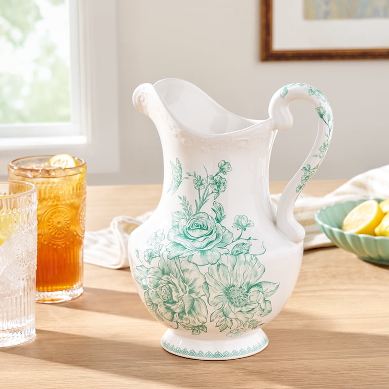 The Pioneer Woman Agatha Stoneware 2-Quart Pitcher, Green