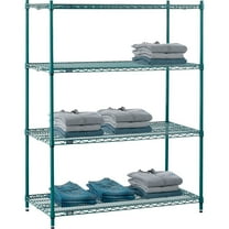 Nexel 4 Shelf Poly-Green Wire Shelving Unit Starter 48""W x 21""D x 63""H