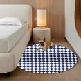 thumbnail image 3 of Navy Blue Diamond Plaid Round Living Room Rugs 3.3 ft, White Geometric Check Abstract Modern Washable Area Rug with Non-Slip Sturdy Edge Binding Round Front Door Mat Floor Carpet for Entryway, 3 of 9