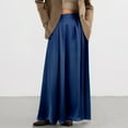 thumbnail image 2 of MIXUE Skirts For Women Summer Satin Solid Color A Line Elastic High Waist Casual Elegant Maxi Skirt Holiday-Wear,Blue,XL, 2 of 8